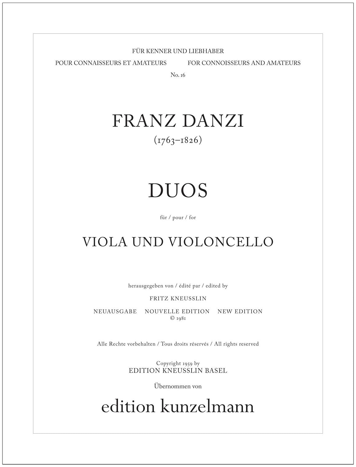 Danzi: 3 Duos for Viola and Cello