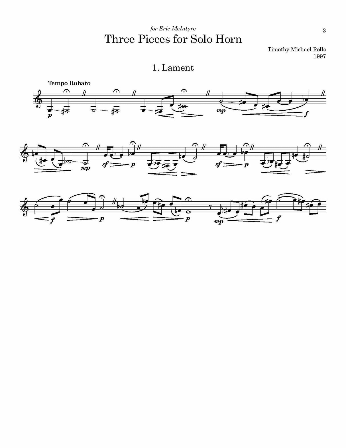 Rolls: 3 Pieces for Solo Horn