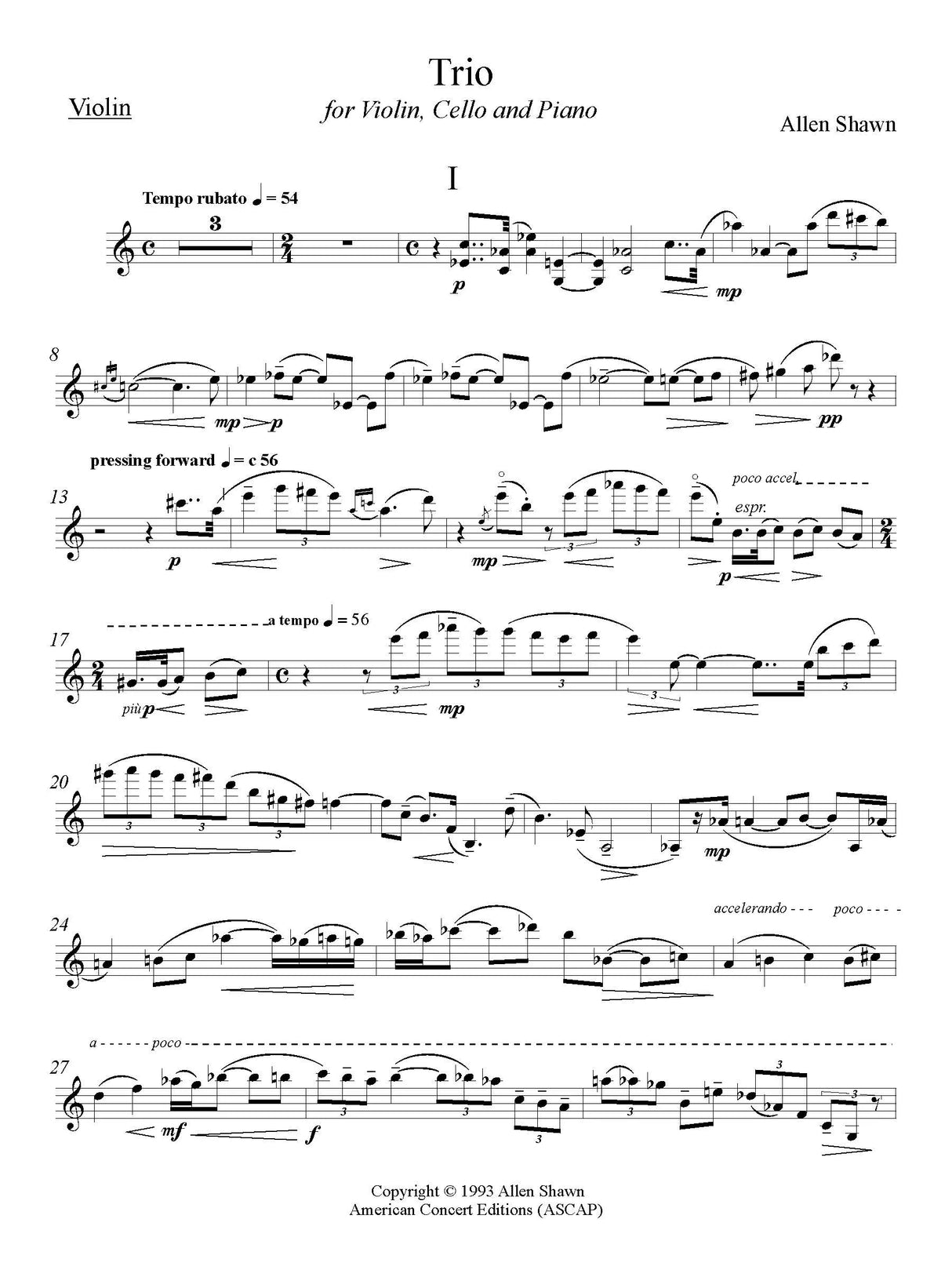 Shawn: Piano Trio