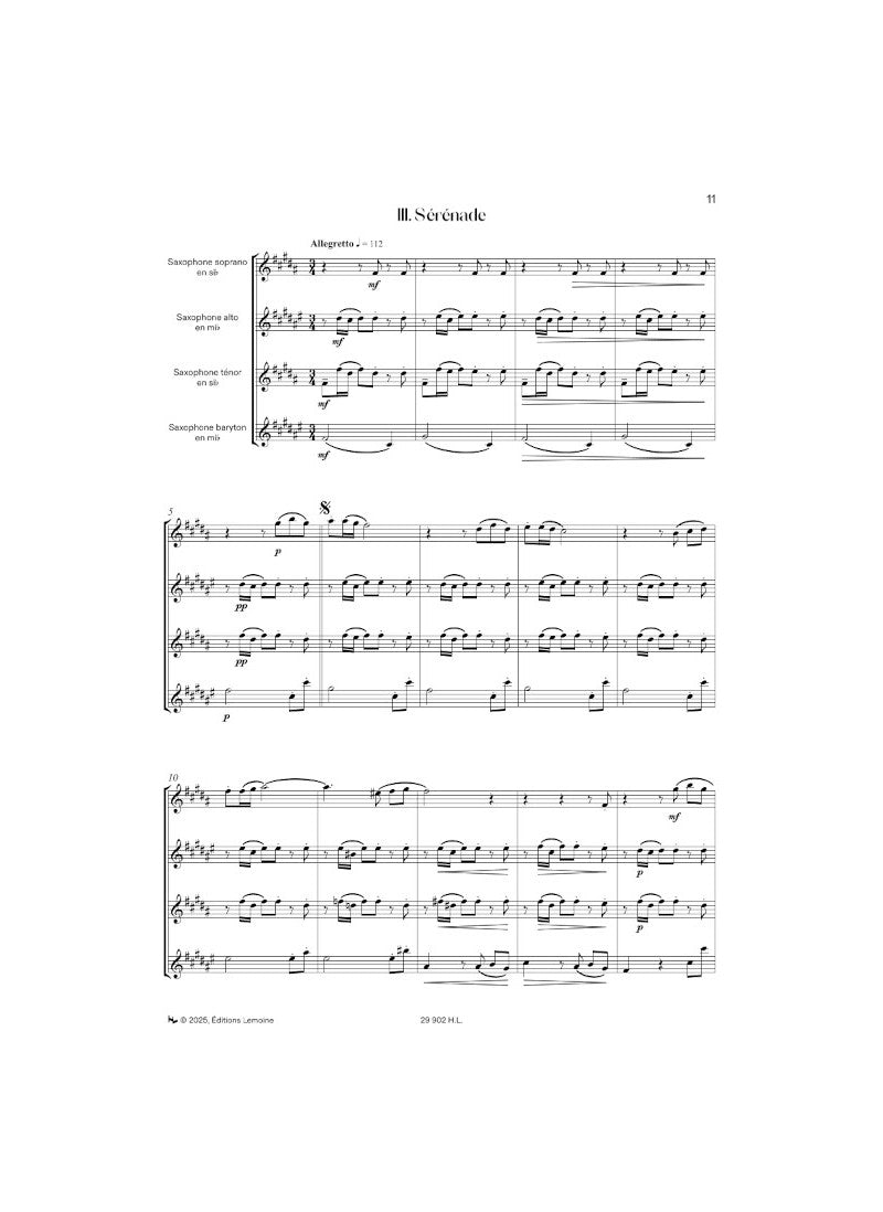 Pierne: 3 Pièces for Saxaphone Quartet