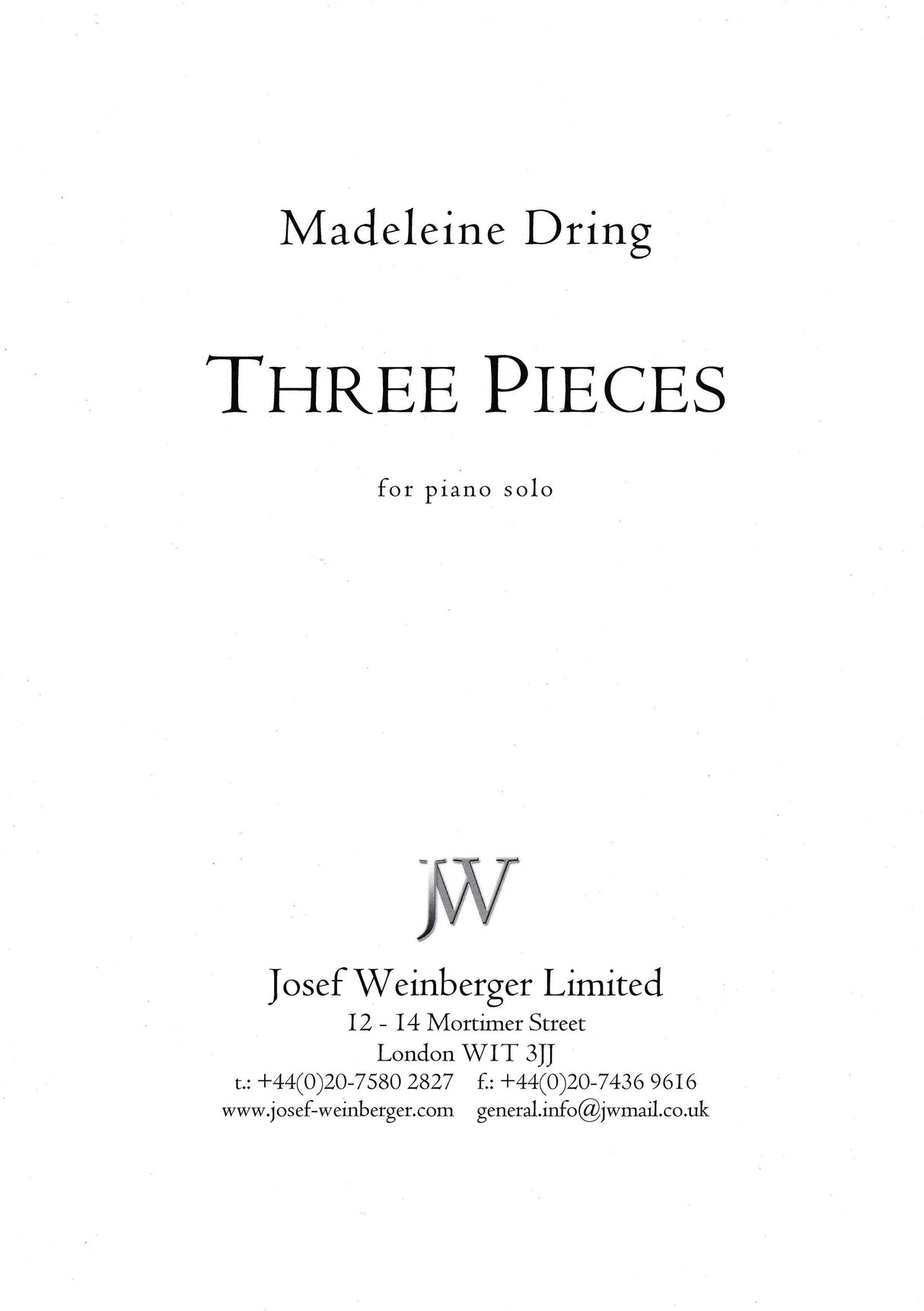 Dring: 3 Pieces for Piano