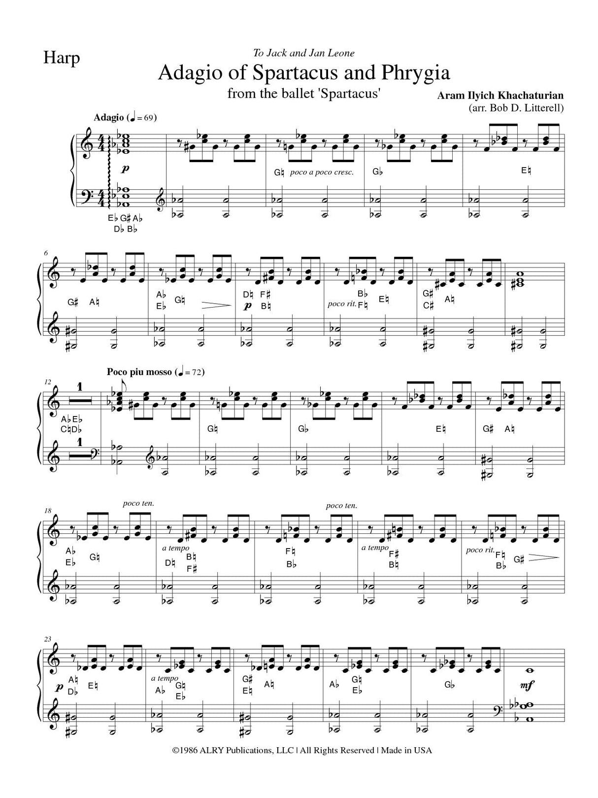 Khachaturian: Adagio of Spartacus and Phrygia (arr. for harp quintet)