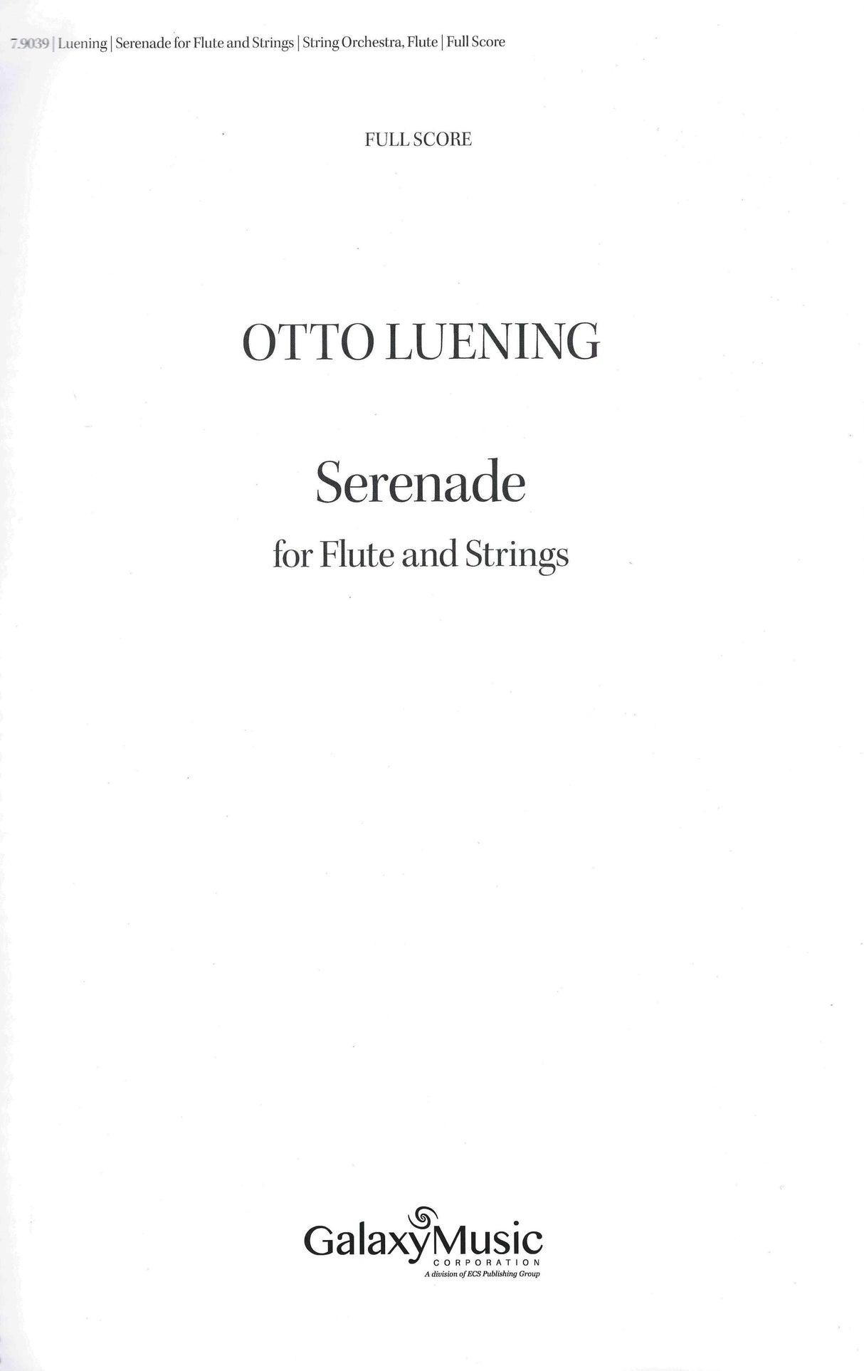 Luening: Serenade for Flute & Strings