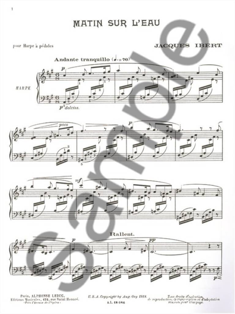 Ibert: 6 Pièces pour harpe à pédale