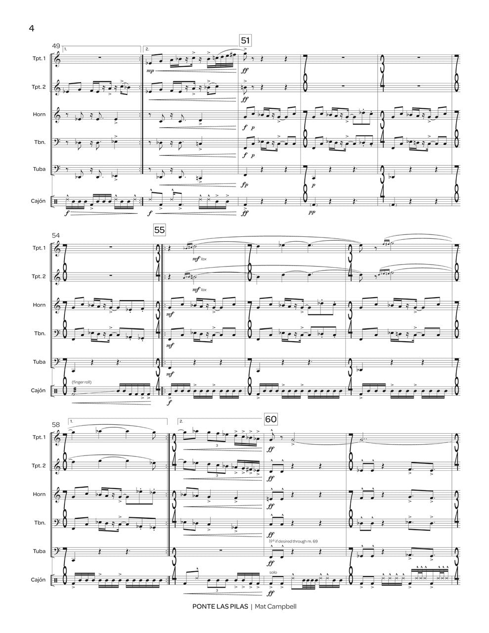 Campbell: Ponte las Pilas (Version for Brass Quintet)