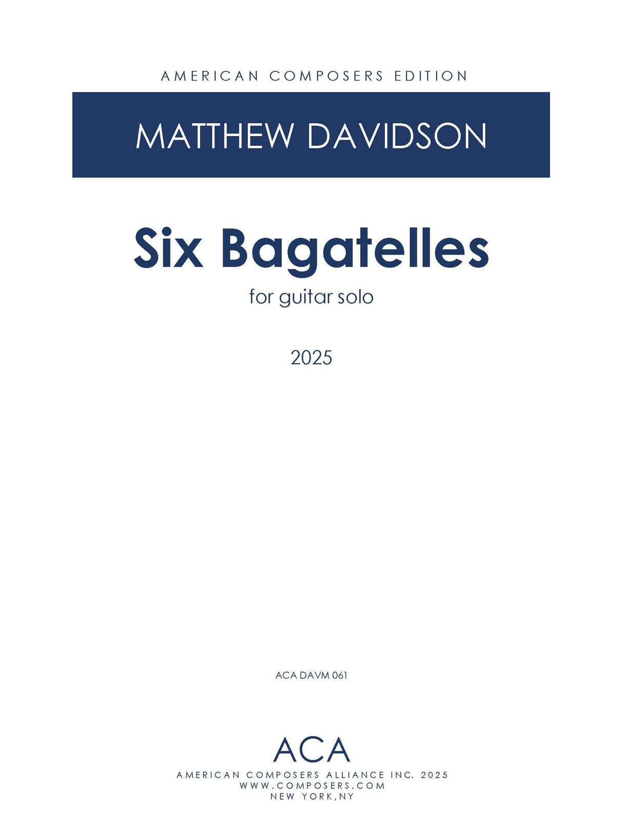 Davidson: Six Bagatelles for Guitar