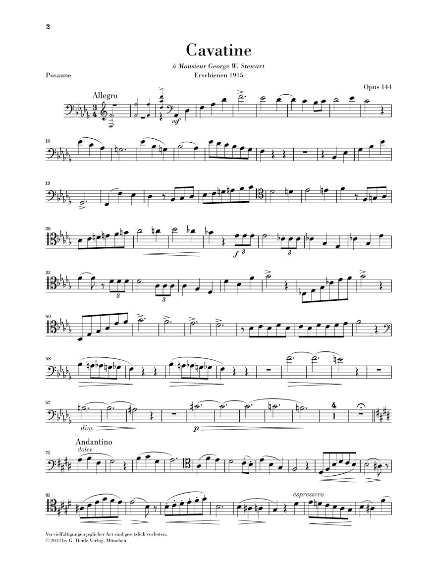 Saint-Saëns: Cavatine, Op. 144