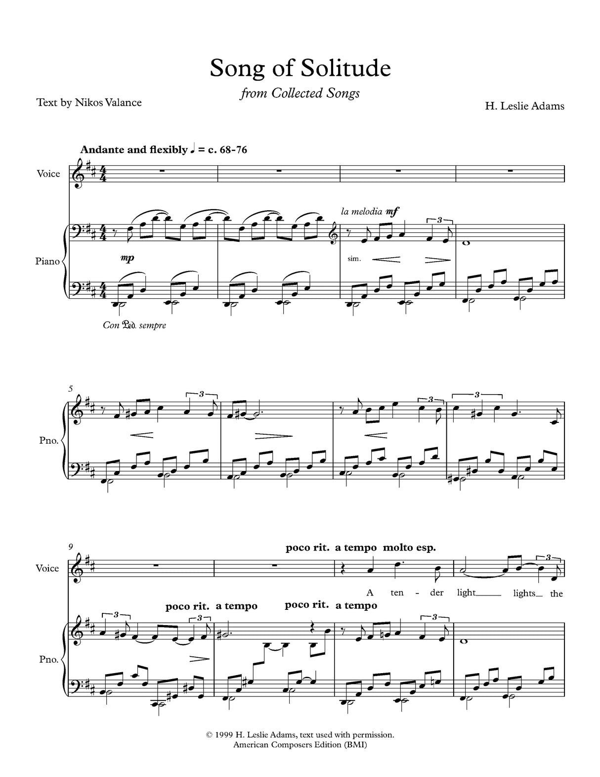 H.L. Adams: Song of Solitude