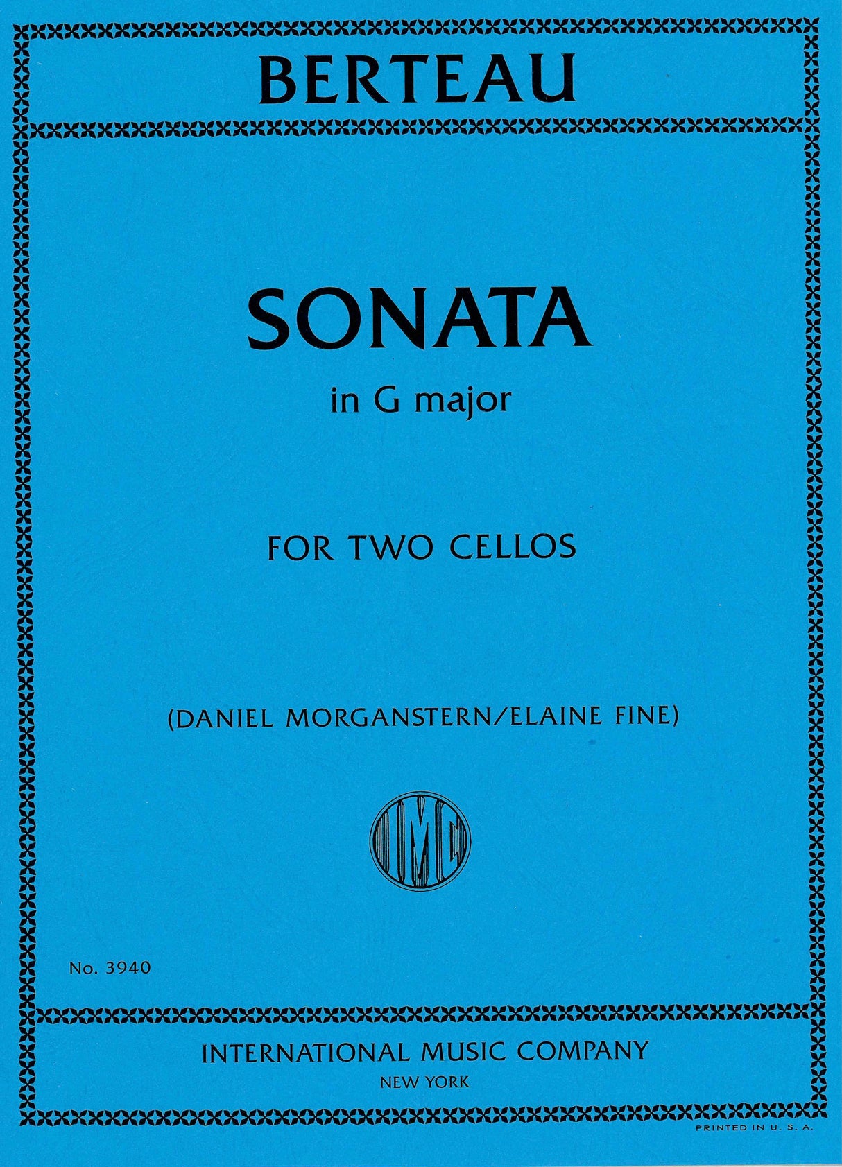 Berteau: Sonata in G Major for Two Cellos