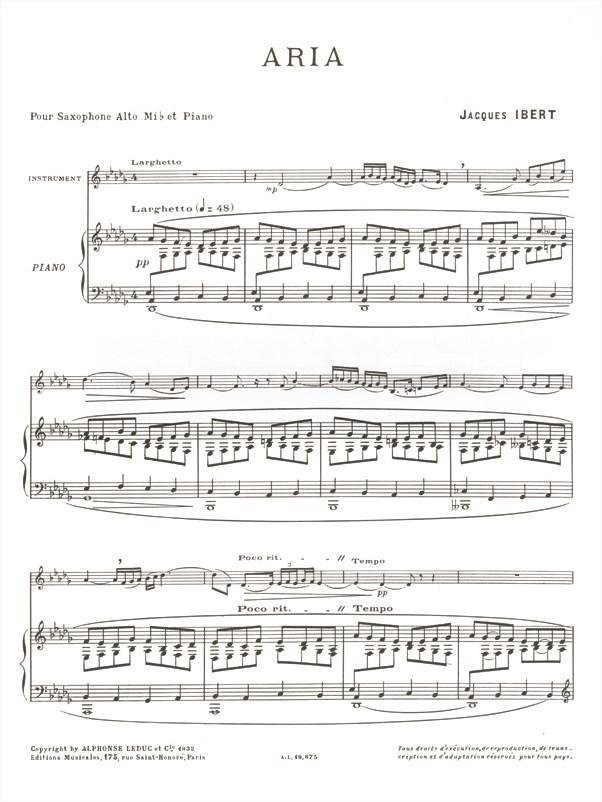 Ibert: Aria (arr. for alto sax & piano)