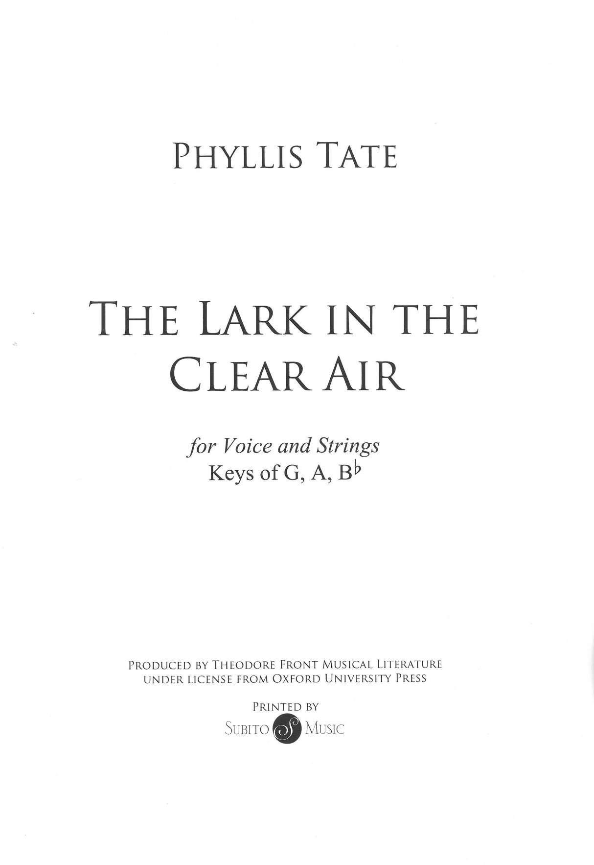 Tate: The Lark in the Clear Air