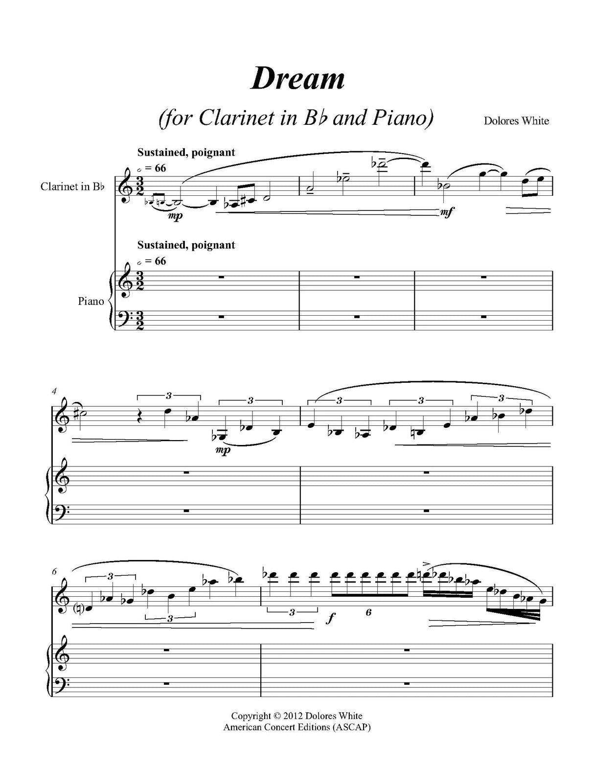 White: Dream (Version for Clarinet and Piano)
