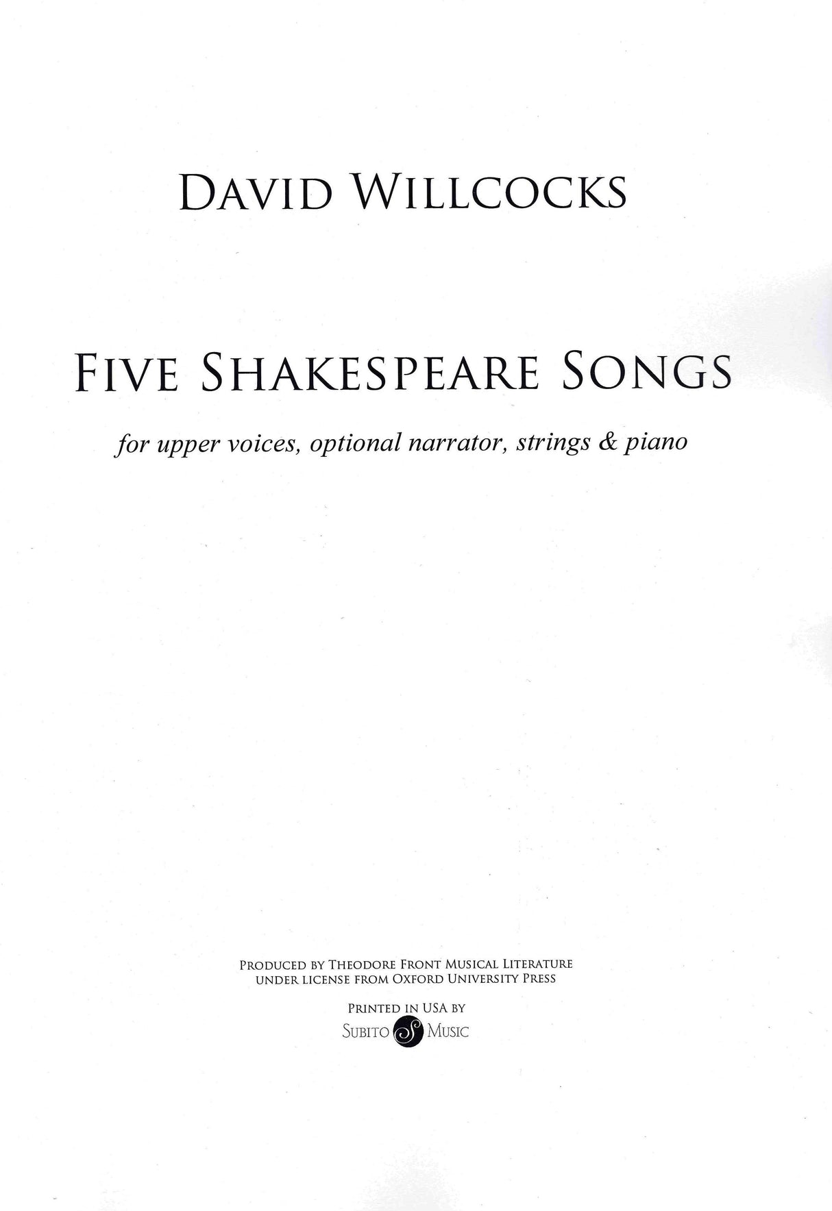 Willcocks: 5 Shakespeare Songs