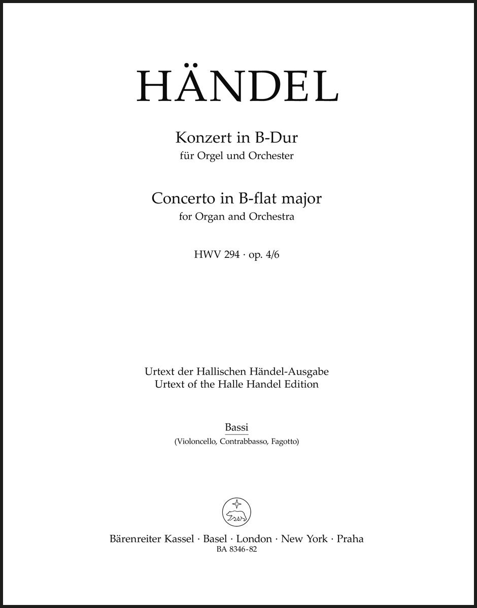 Handel: Organ Concerto in B-flat Major, HWV 294, , Op. 4, No. 6