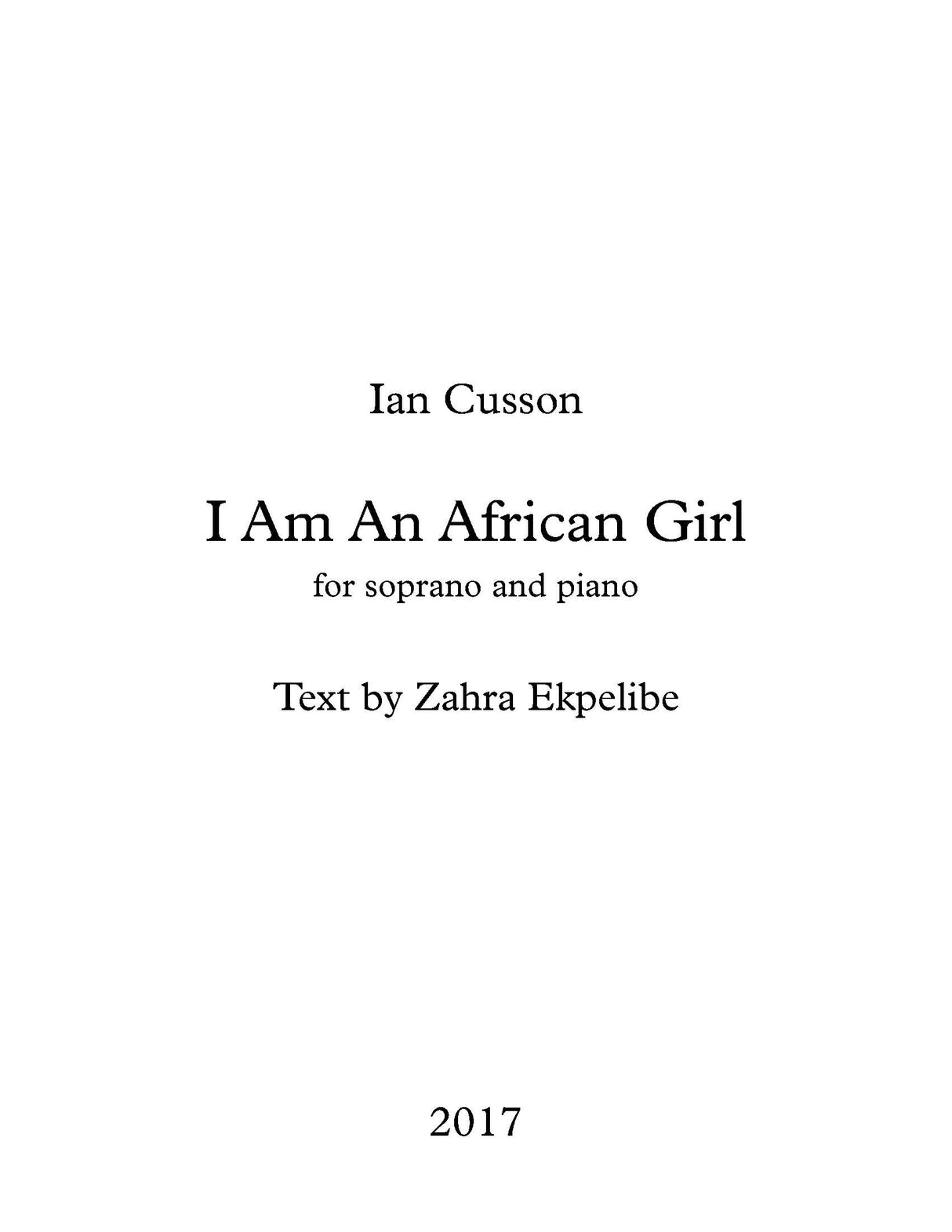 Cusson: I Am An African Girl