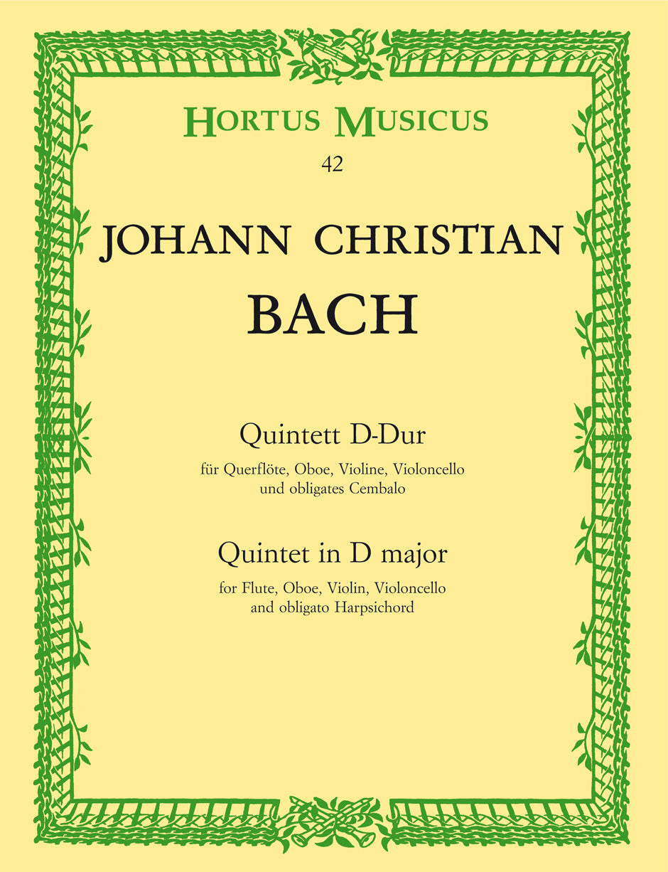J.C. Bach: Quintet in D Major for Flute, Oboe, Violin, Cello and Harpsichord