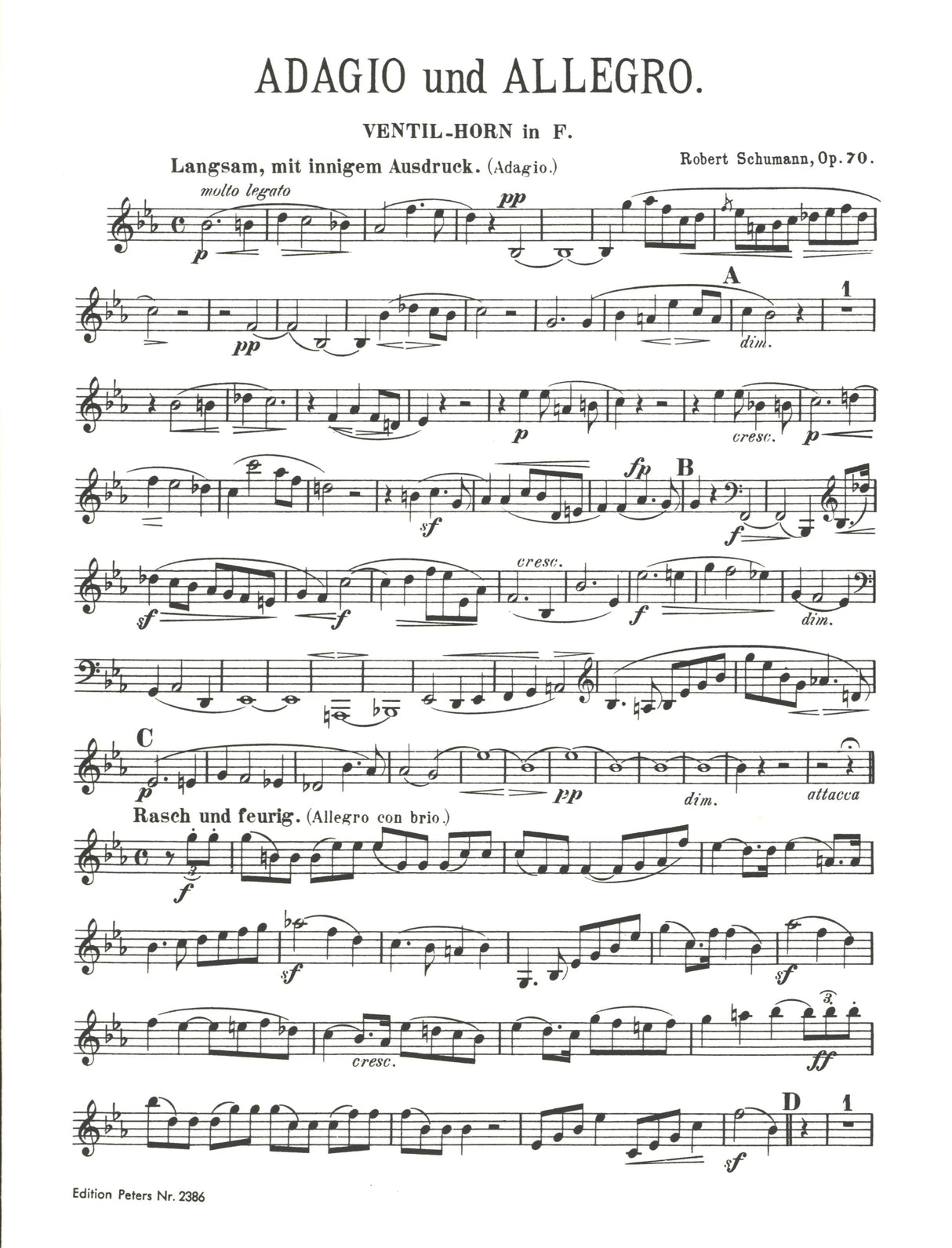 Schumann: Adagio and Allegro, Op. 70