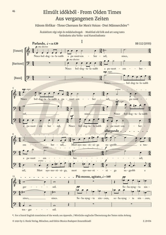 Bartók: Choral Works for Male Voices