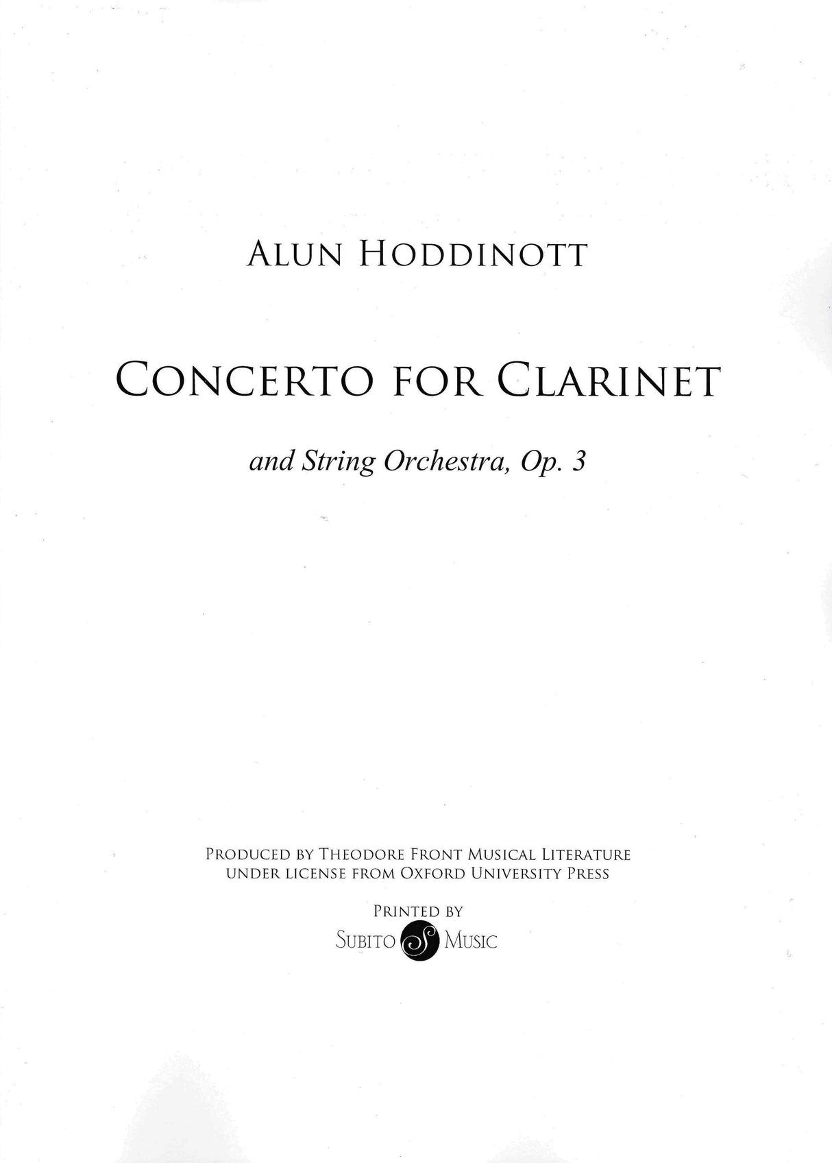 Hoddinott: Clarinet Concerto No. 1, Op. 3