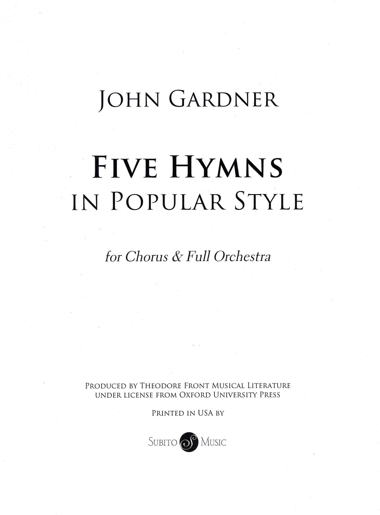 J. Gardner: 5 Hymns, Op. 54