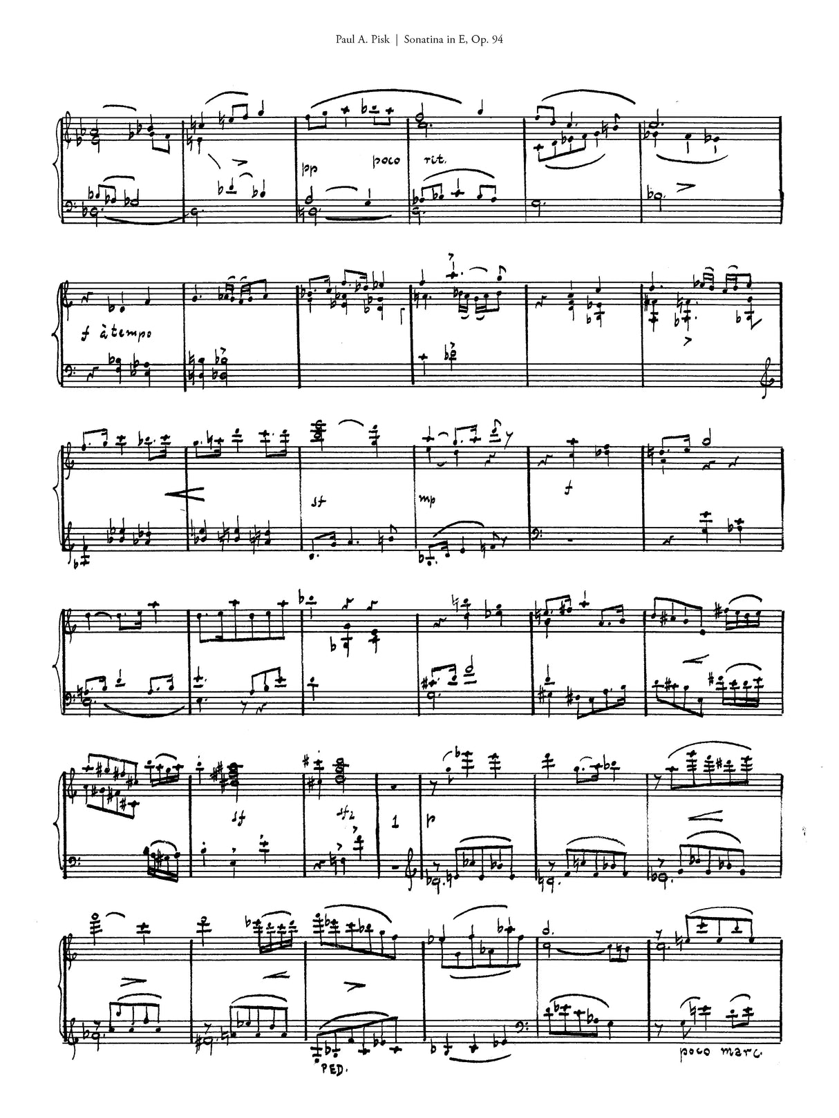 Pisk: Piano Sonatina in E Major, Op. 94