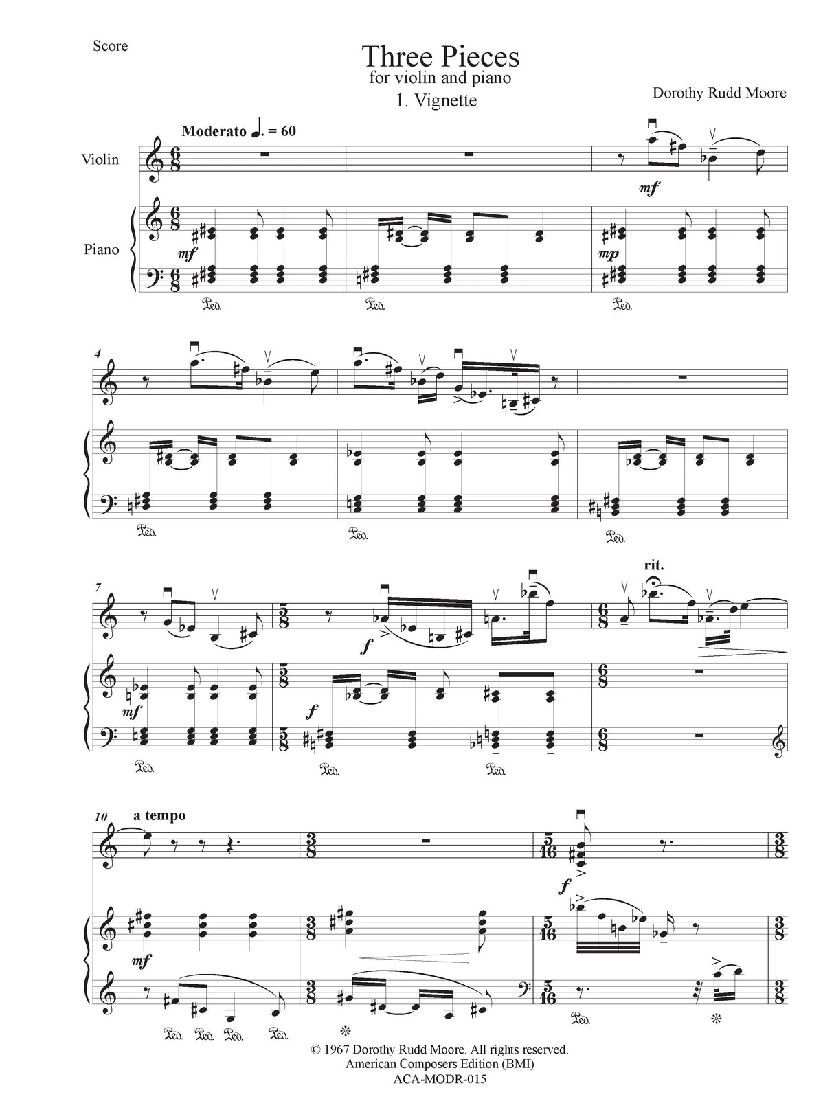 Moore: Three Pieces for Violin and Piano