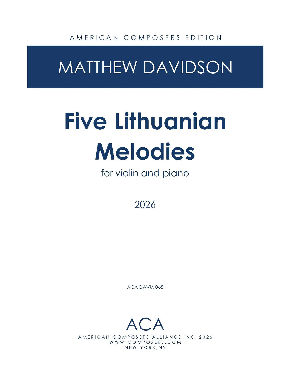 Davidson: Five Lithuanian Melodies