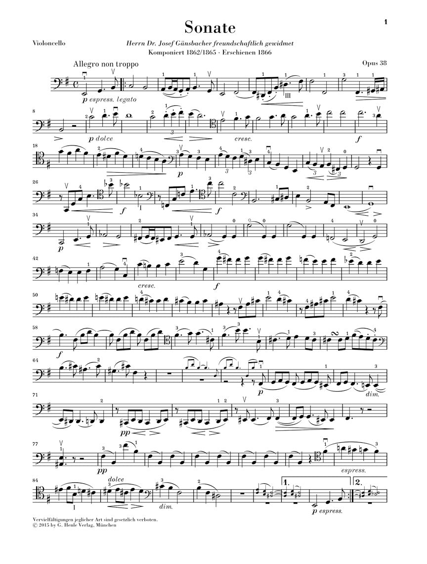 Brahms: Cello Sonata in E Minor, Op. 38