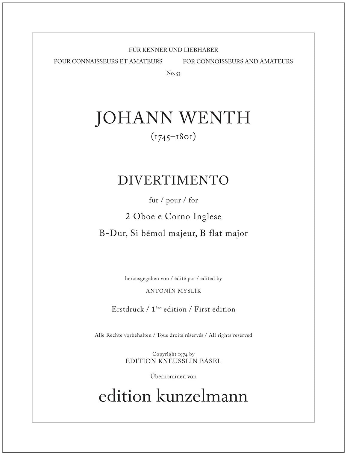 Wenth: Divertimento in B-flat Major