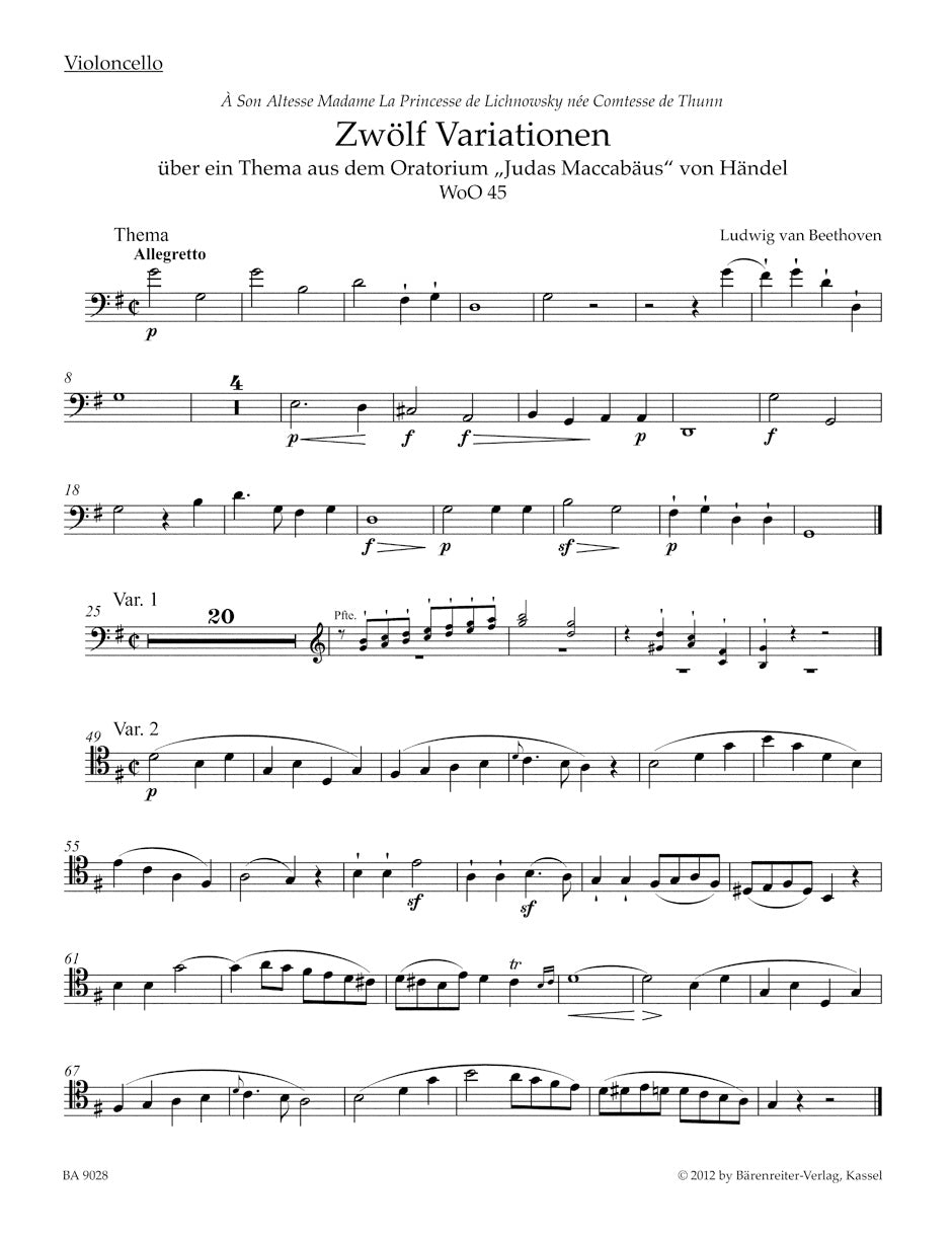 Beethoven: Variations for Cello and Piano