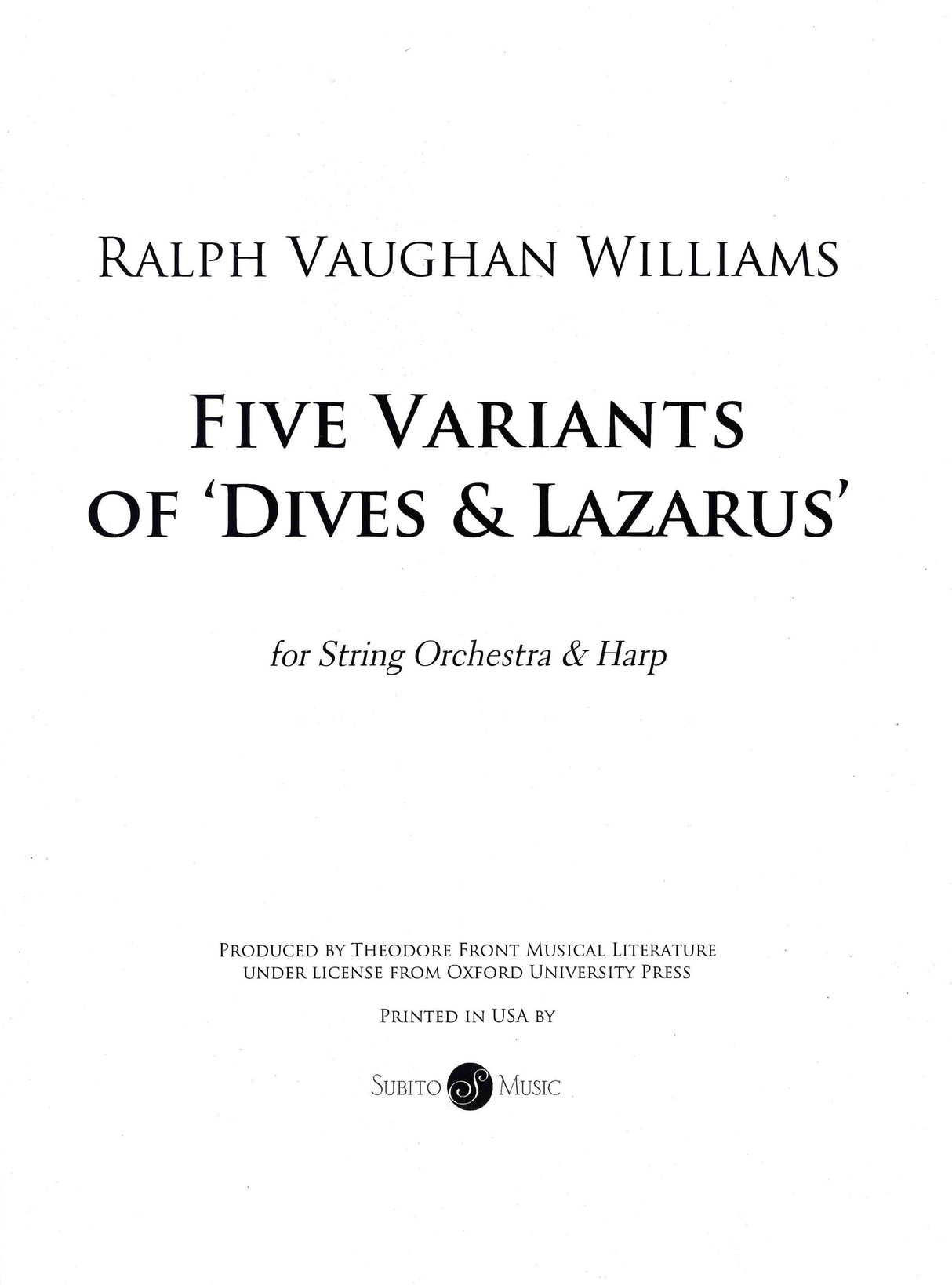 Vaughan Williams: 5 Variants of 'Dives & Lazarus'