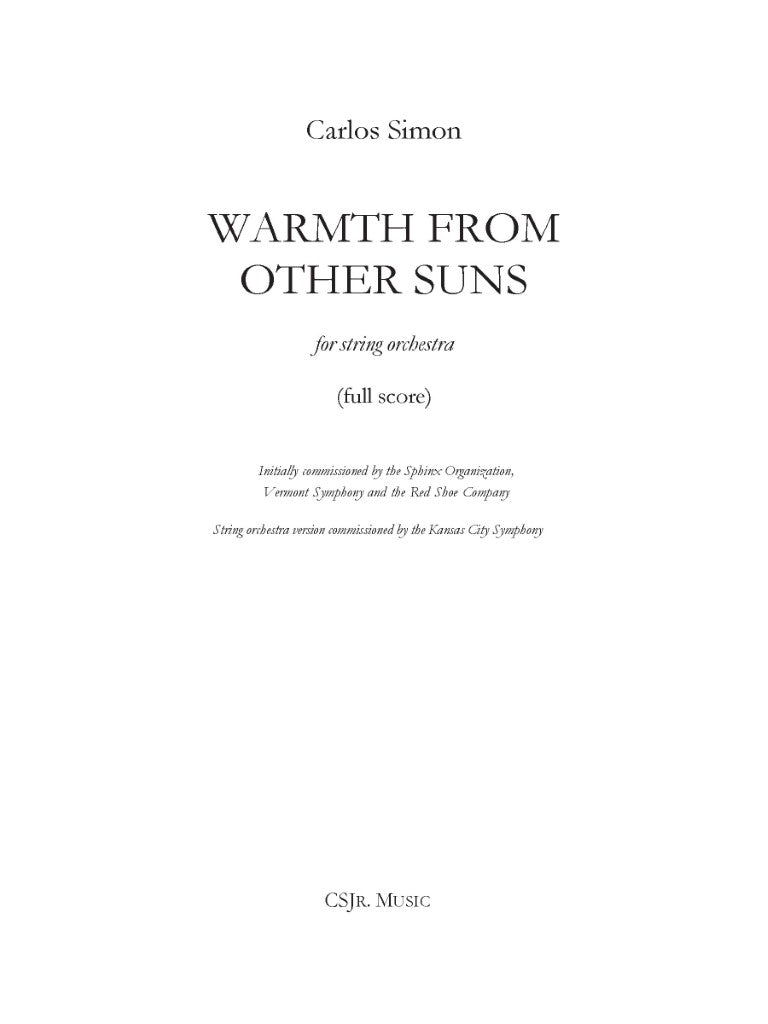 Simon: Warmth from Other Suns (Version for String Orchestra)
