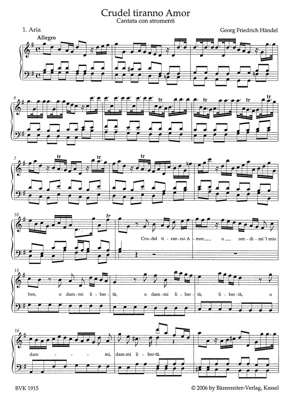 Handel: Crudel tiranno Amor, HWV 97b