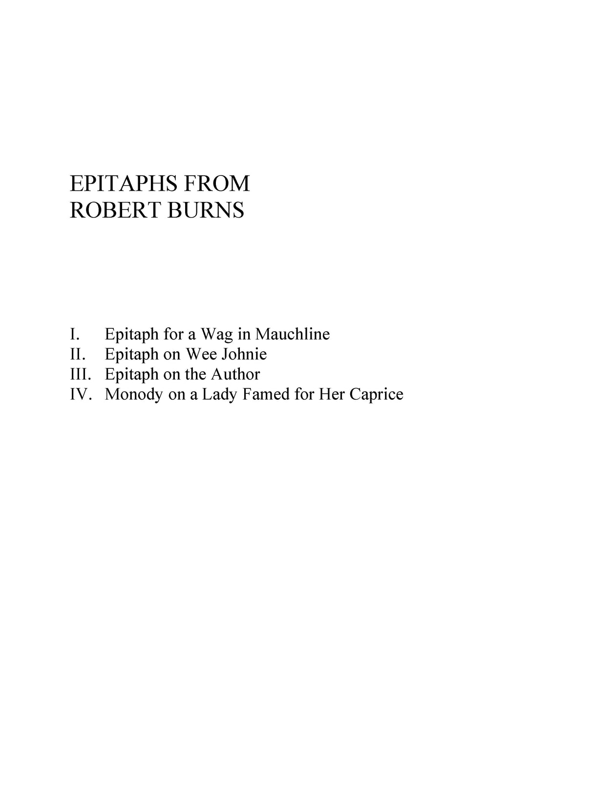 Gideon: Epitaphs from Robert Burns