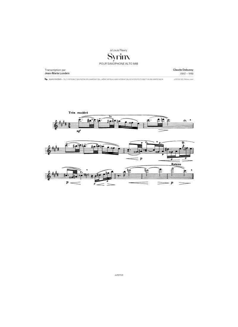 Debussy: Syrinx (arr. for alto saxophone)