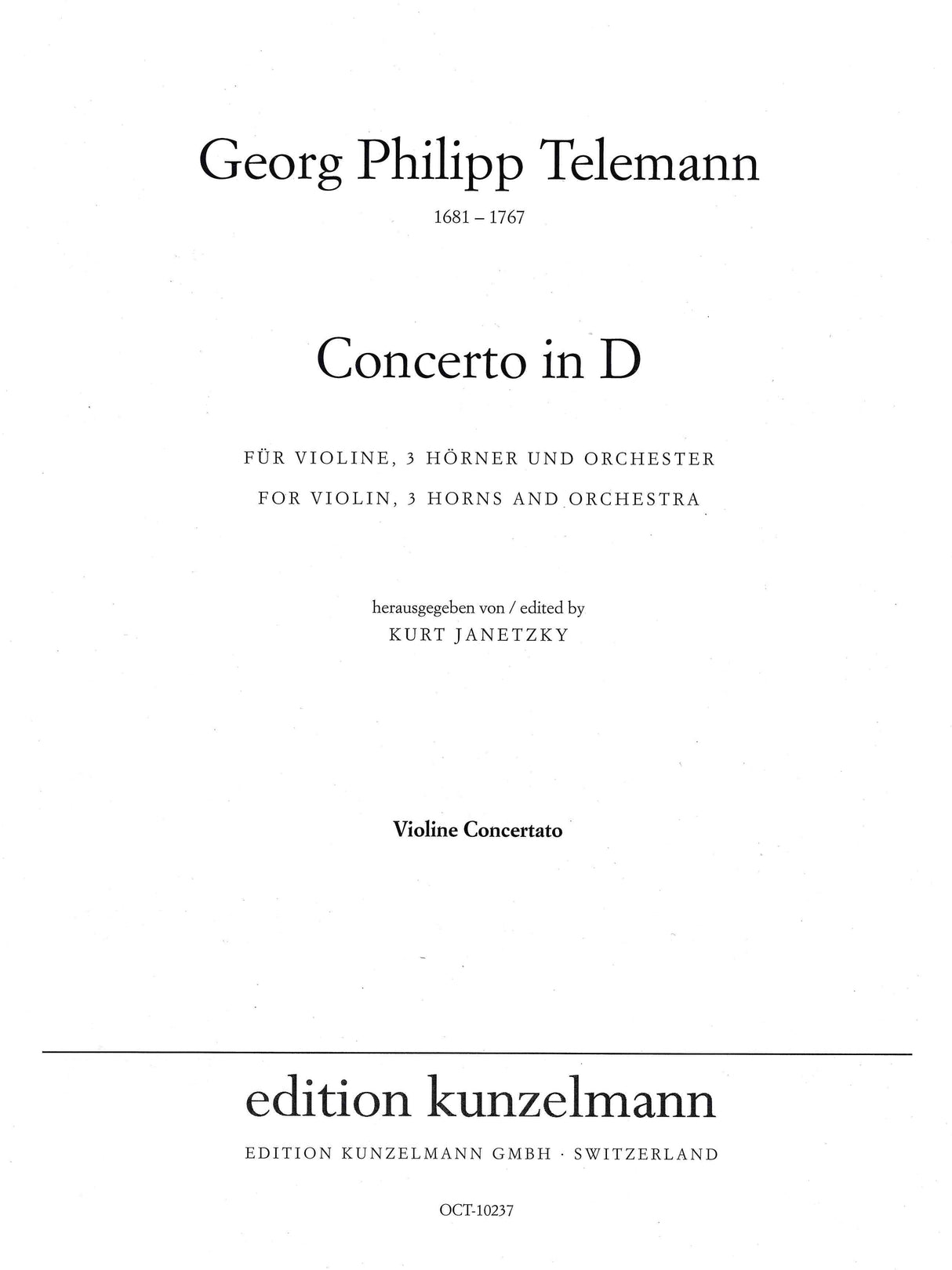 Telemann: Concerto for Violin, 3 Horns and Orchestra in D Major, TWV 54:D2
