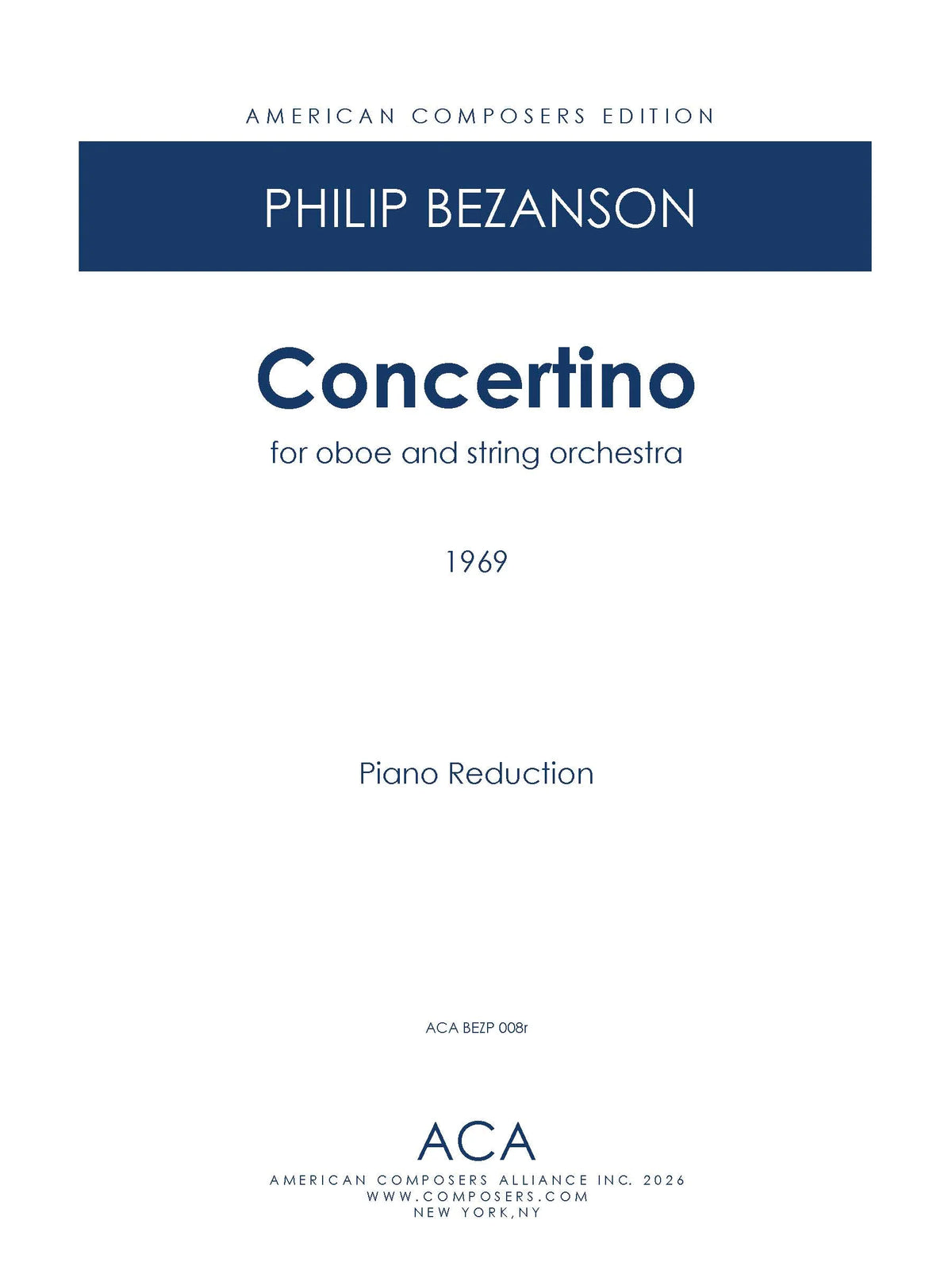 Bezanson: Concertino for Oboe and String Orchestra