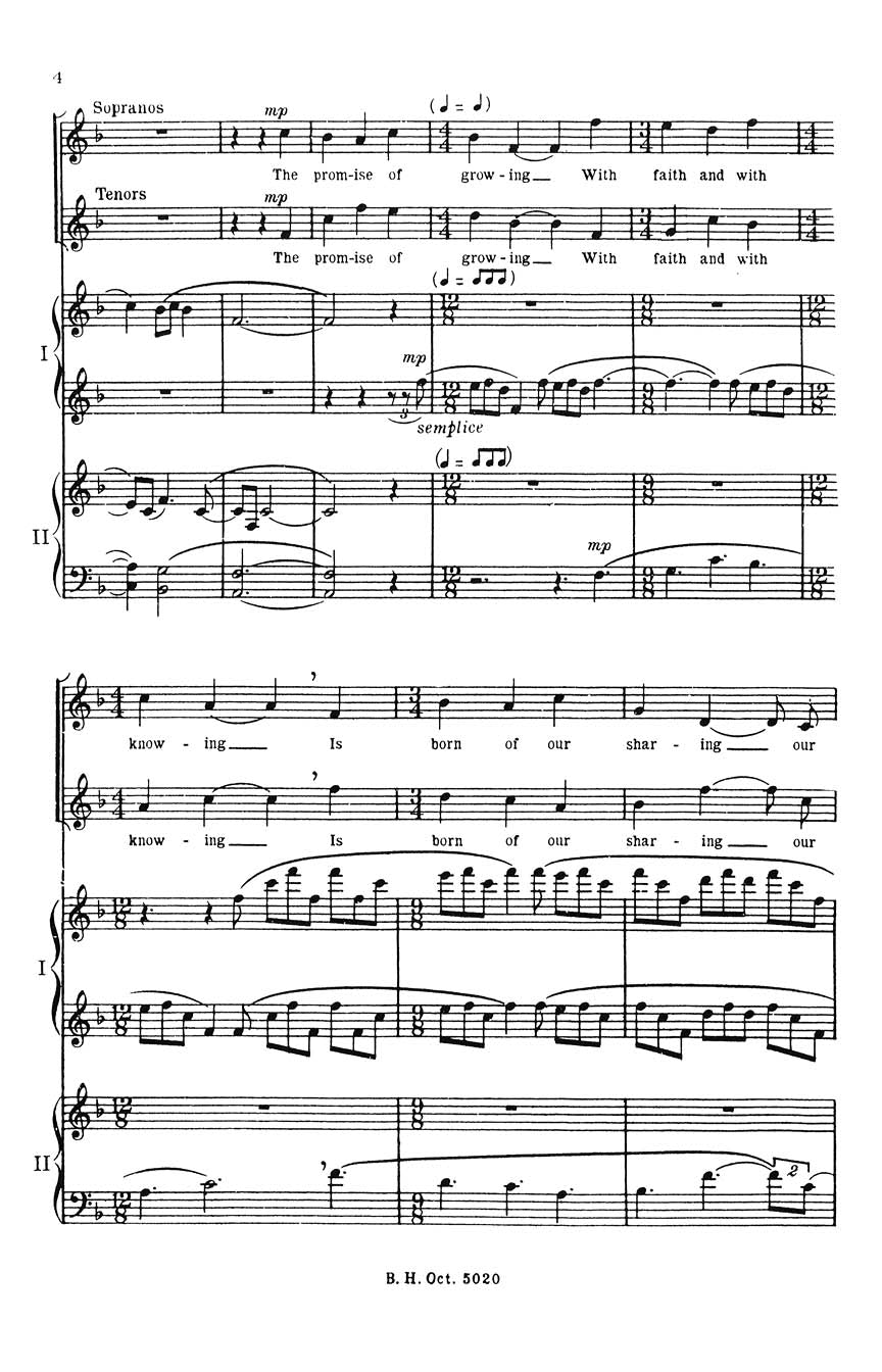 Copland: The Promise of Living (arr. for SATBB Choir and Piano, 4 Hands)