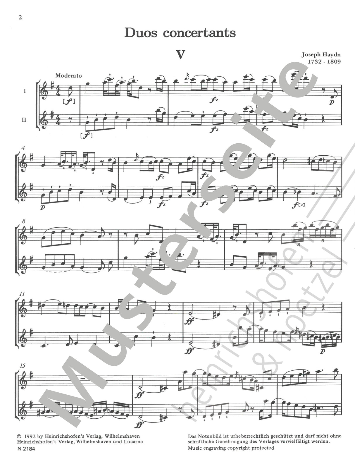 Haydn: 2 Duo concertants after Hob. III:29-30 (arr. for 2 flutes)