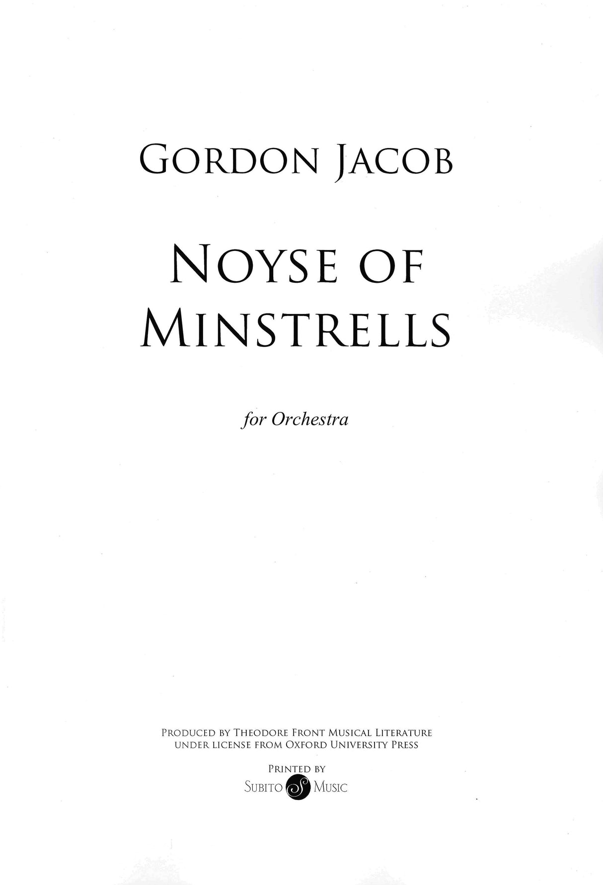 G. Jacob: A Noyse of Minstrells