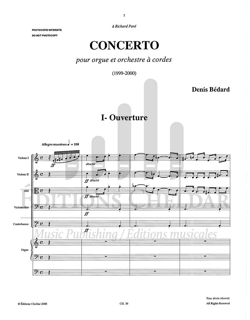 Bédard: Concerto for Organ and String Orchestra