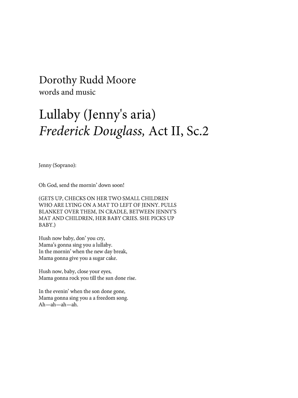 D.R. Moore: Lullaby from "Frederick Douglass"