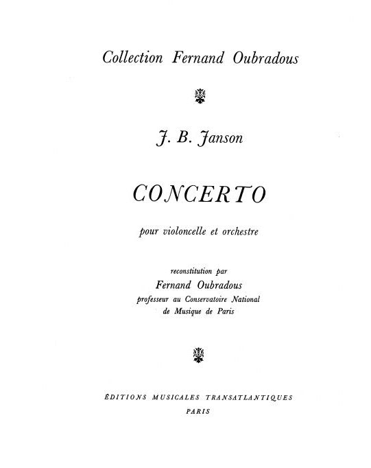 Janson: Cello Concerto in D Major