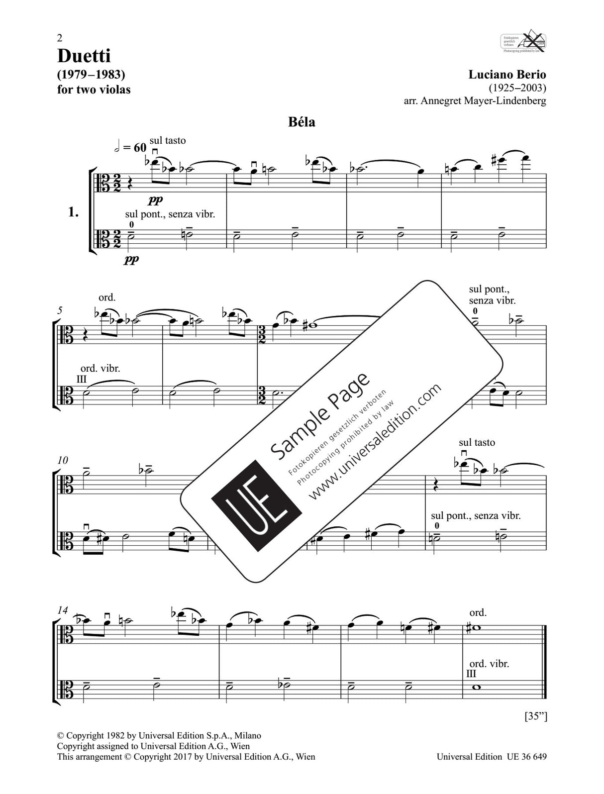 Berio: Duetti (arr. for 2 violas)