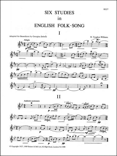 Vaughan Williams: 6 Studies in English Folk Song (arr. for basset horn)
