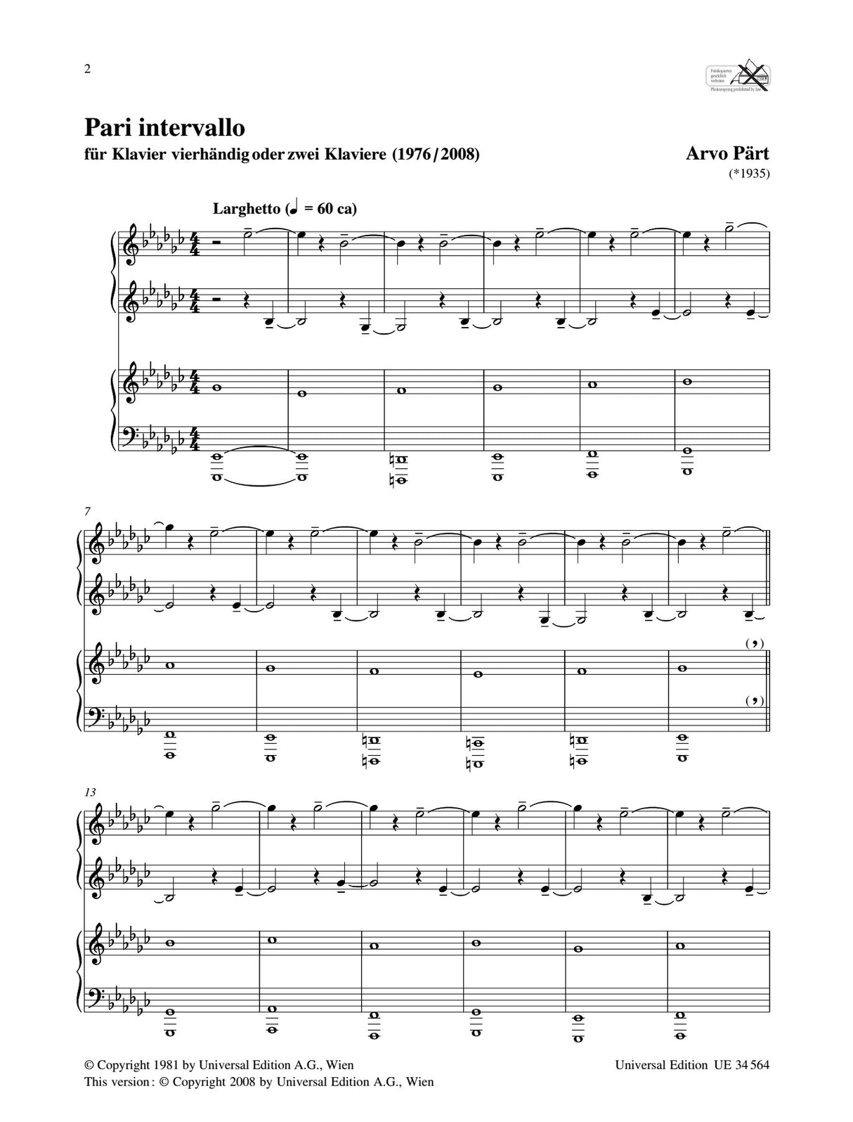 Pärt: Pari intervallo