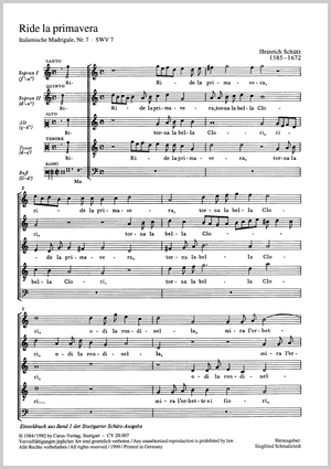 Schütz: Ride la primavera (The spring laughs), SWV 7