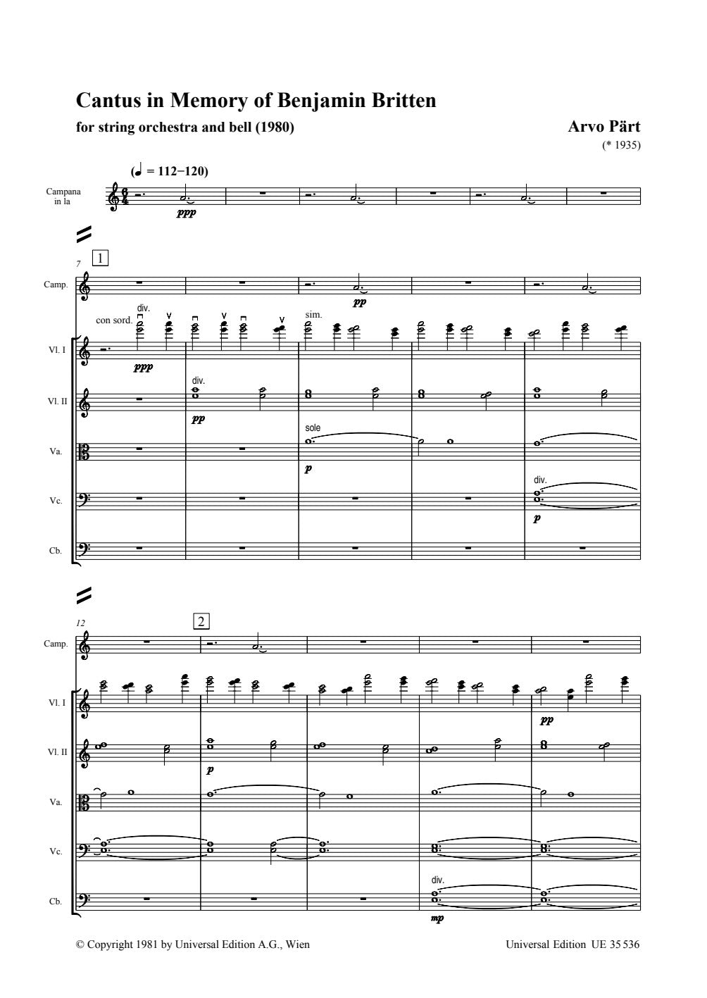 Pärt: Cantus in Memory Of Benjamin Britten