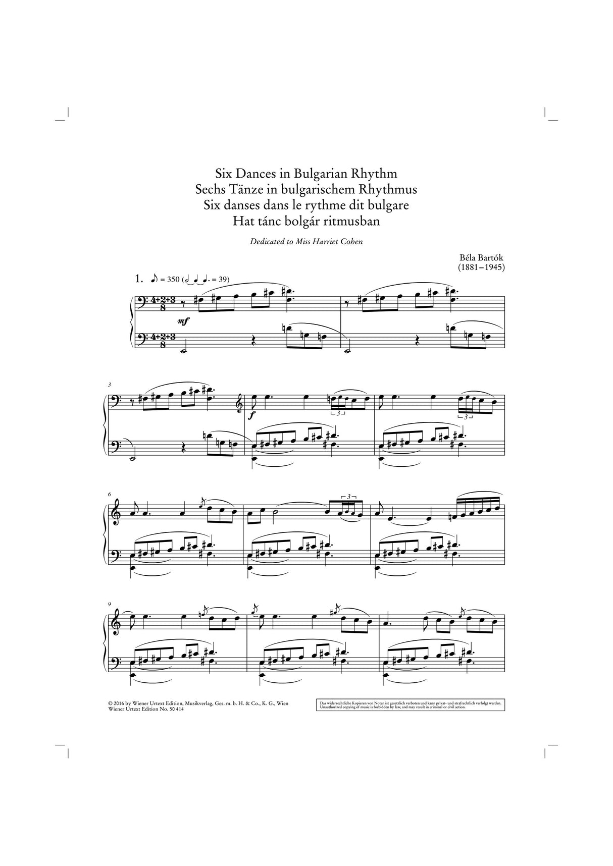 Bartók: 6 Dances in Bulgarian Rhythm