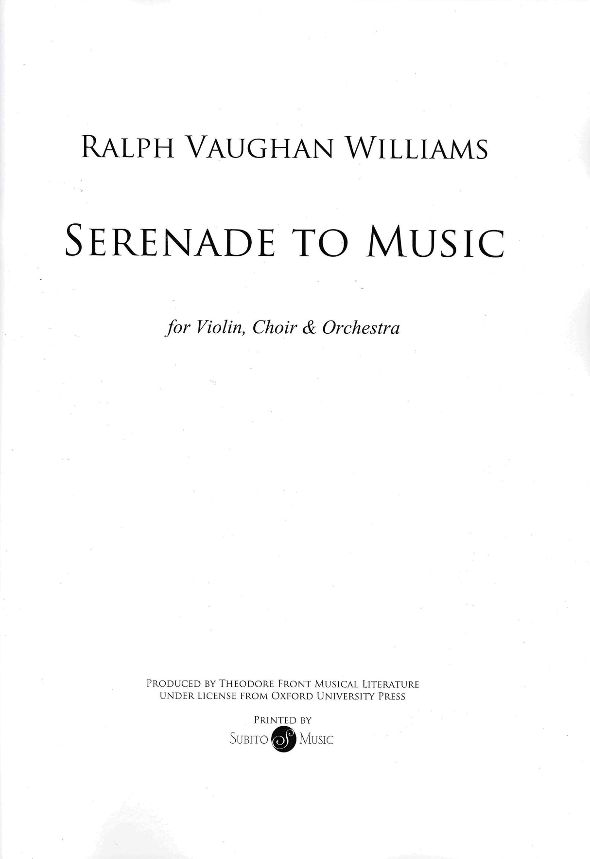 Vaughan Williams: Serenade to Music